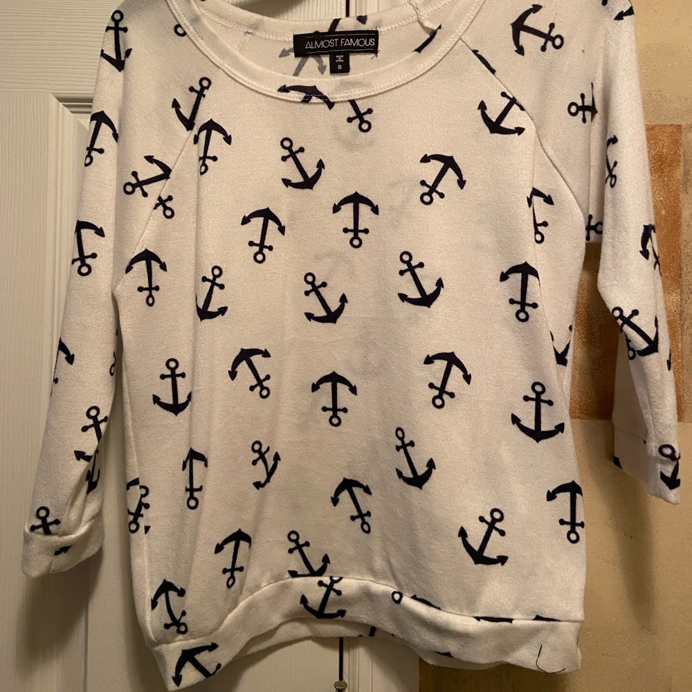 Anchor shirt. White and navy blue anchors.